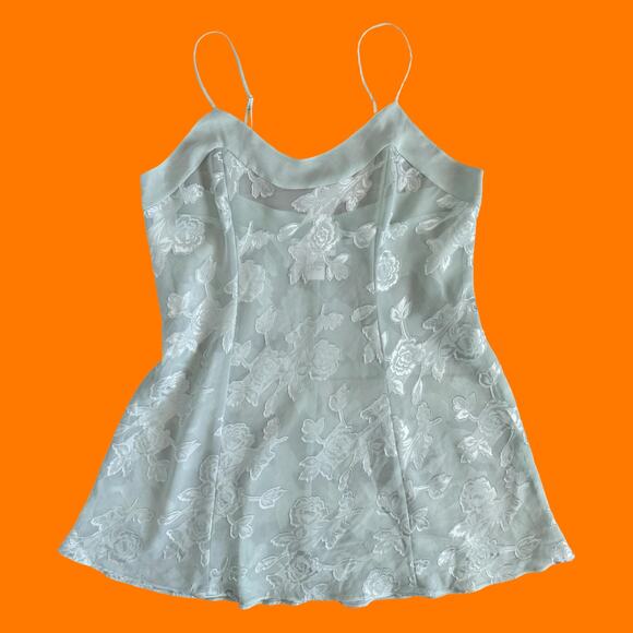 00's vintage green chiffon y2k lingerie fairy slip dress LARGE - Picture 4 of 10